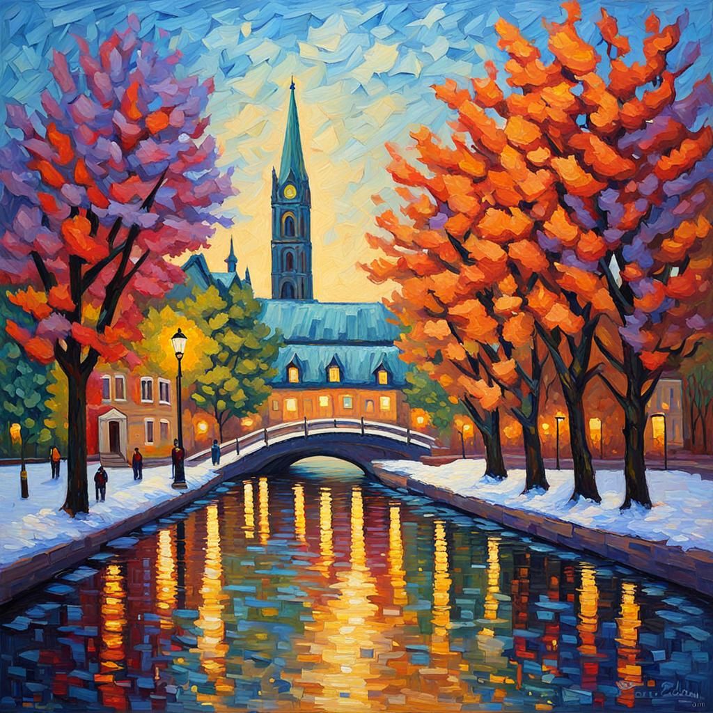 Ottawa, Canada in Expressionist Oil Painting Style