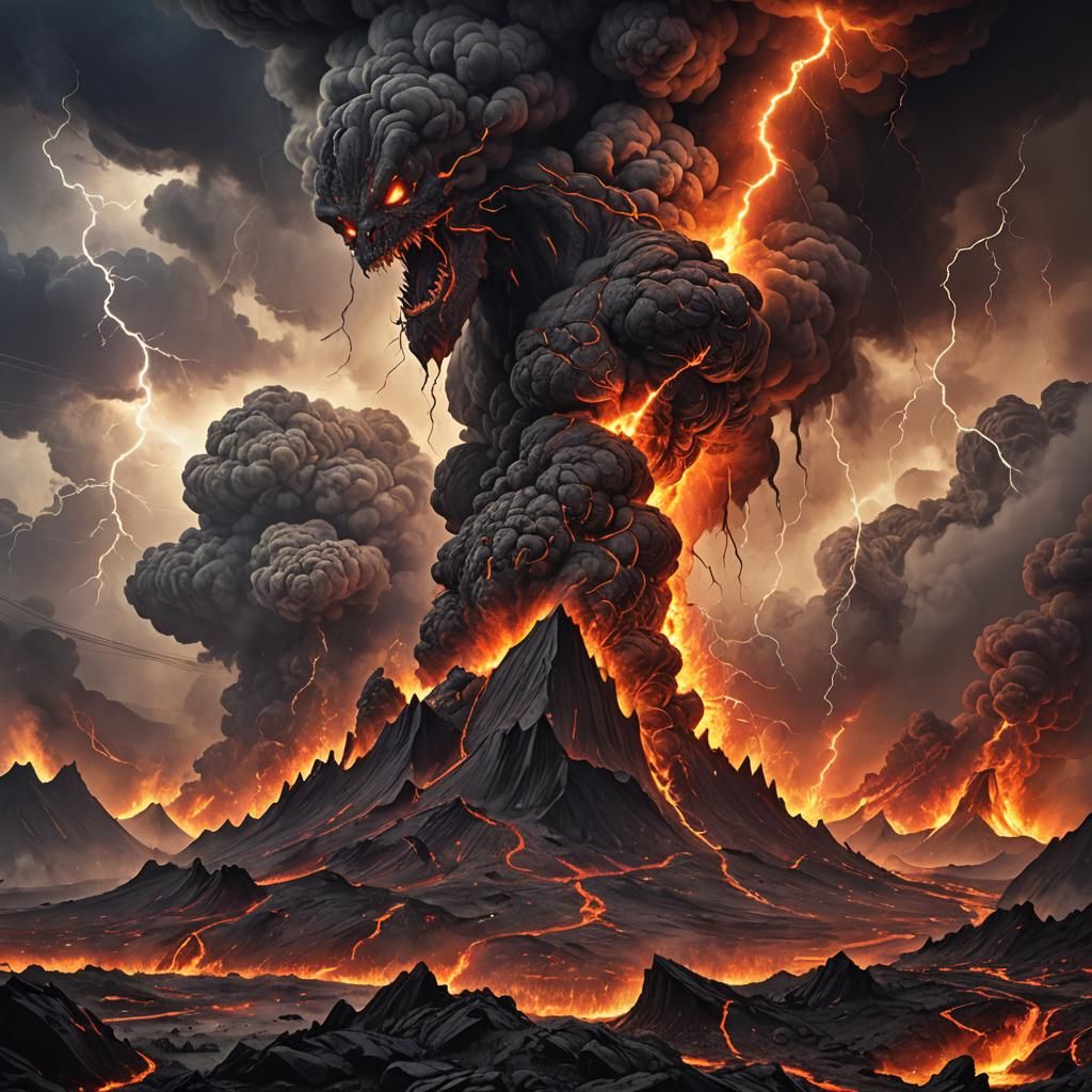 Terrifying Mythical Creature Emerges From Volcano