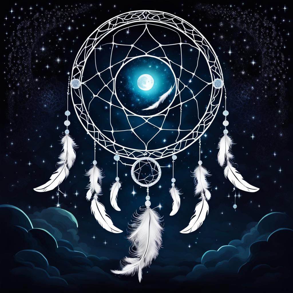 Glowing Dreamcatcher Hung from Crescent Moon