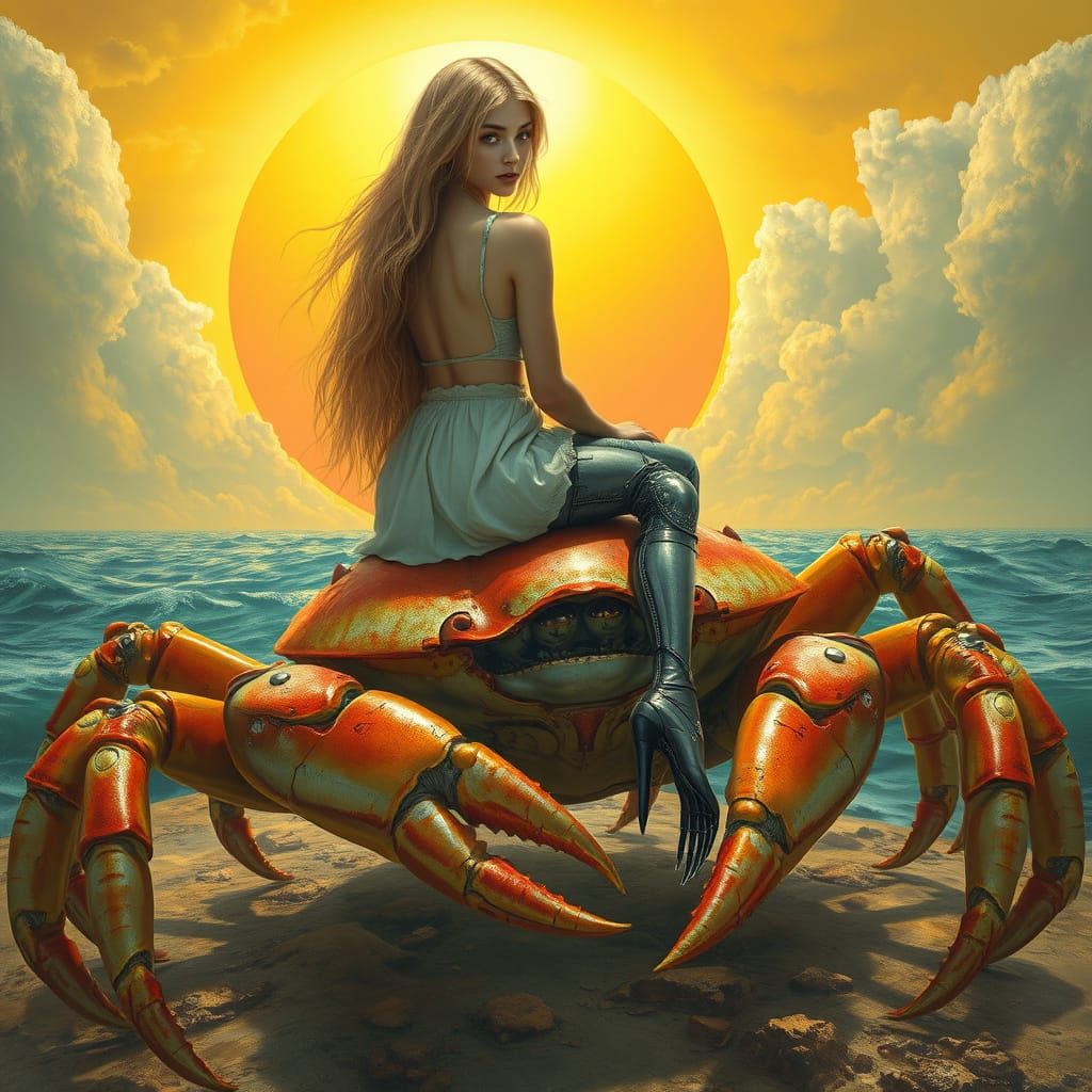 Woman on Crab with Mechanical Leg