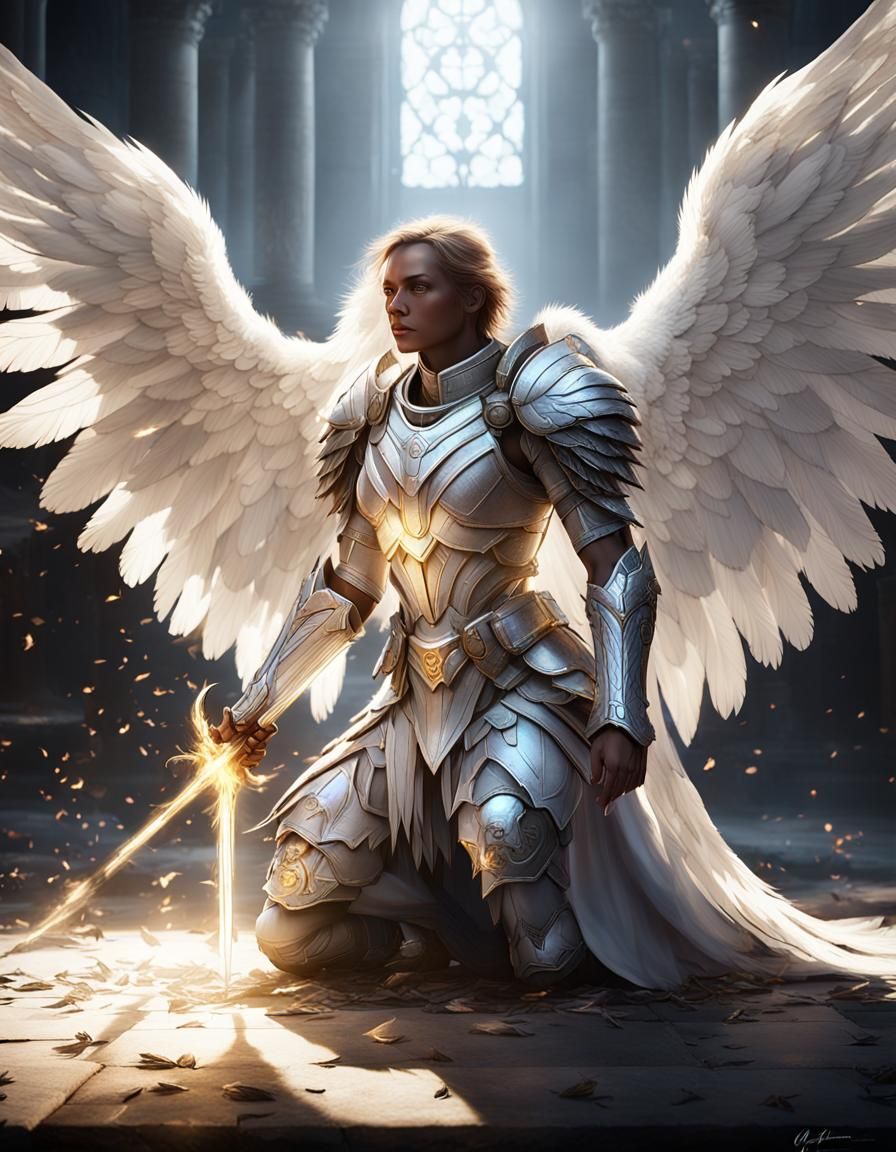 Angelic Knight in Dark Fantasy Style
