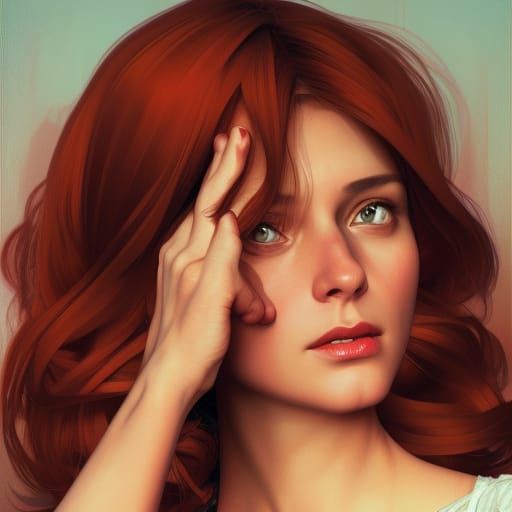 Detailed Portrait of Woman in Red Dress