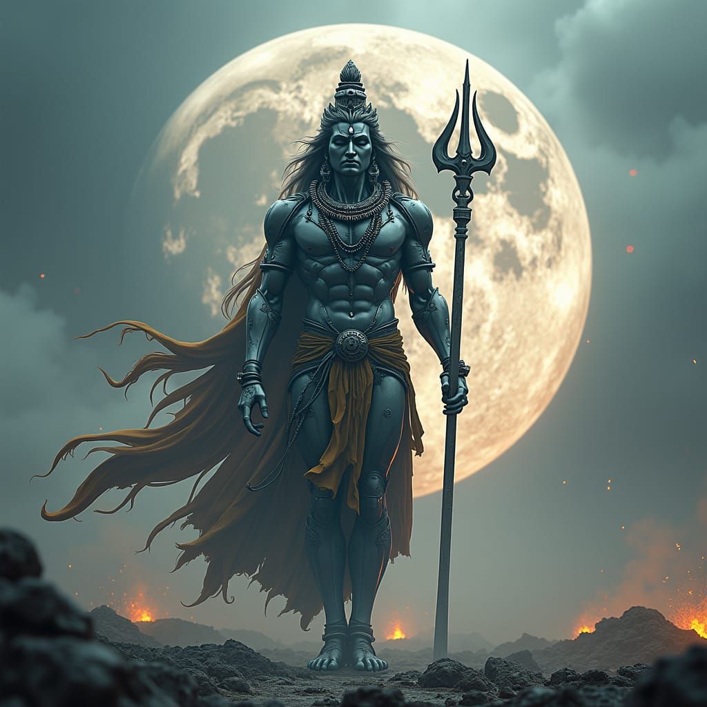 Futuristic Sci-Fi Mahadev: Divine Technological Marvel
