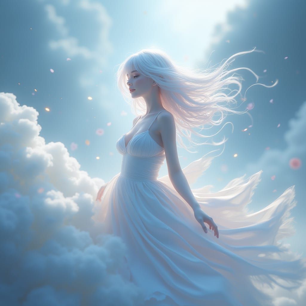 Ethereal Goddess Emerges from Whispers of Fog