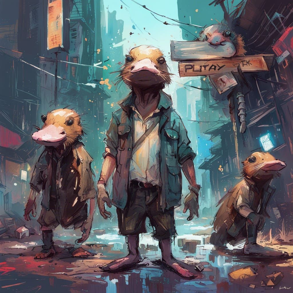 Hypermaximalist Platypus Portrait with Dynamic Lighting