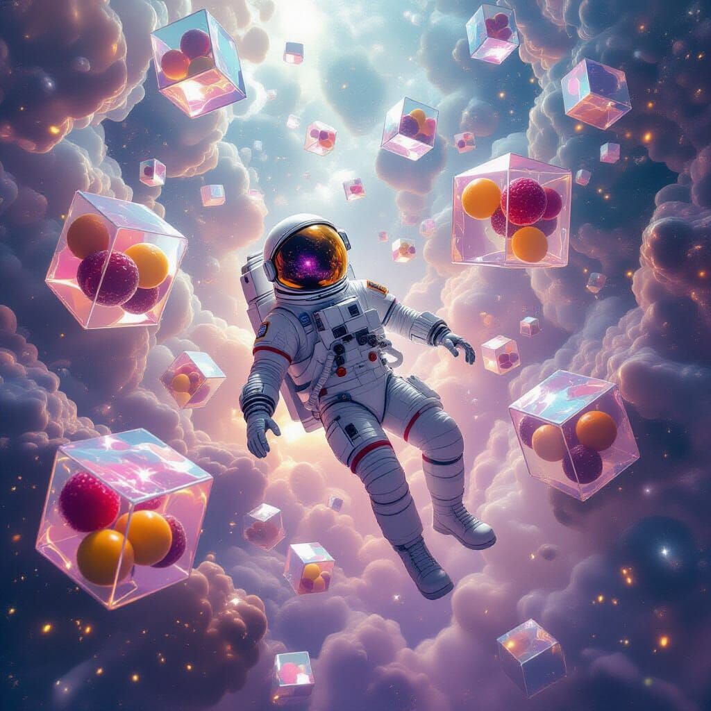 Astronaut in Galactic Utopia of Neon Dreams