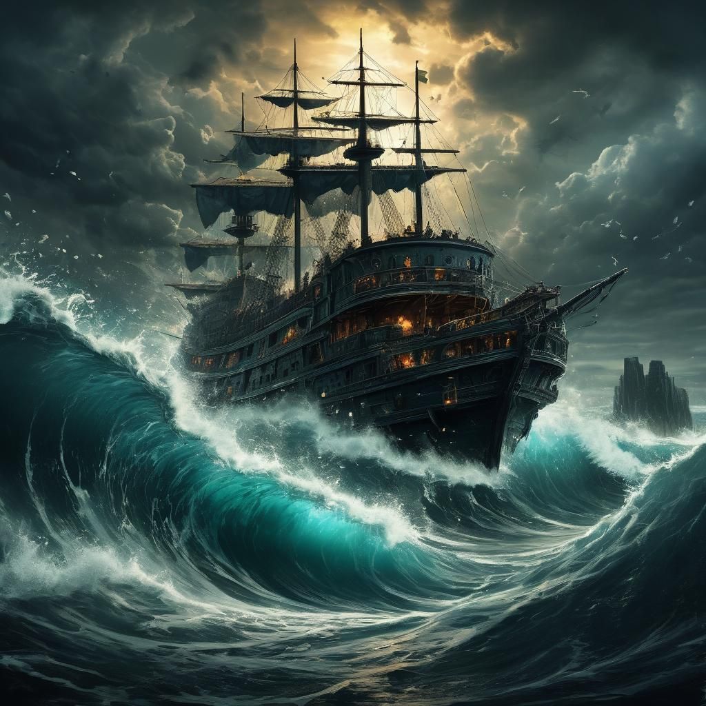 Surreal Seascape Reflecting Inner Turmoil: Digital Splash Ar...