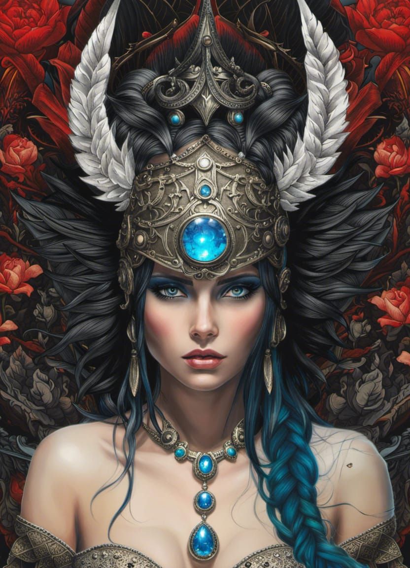 Ancient Demon Viking Necromancer in Gothicpunk Style