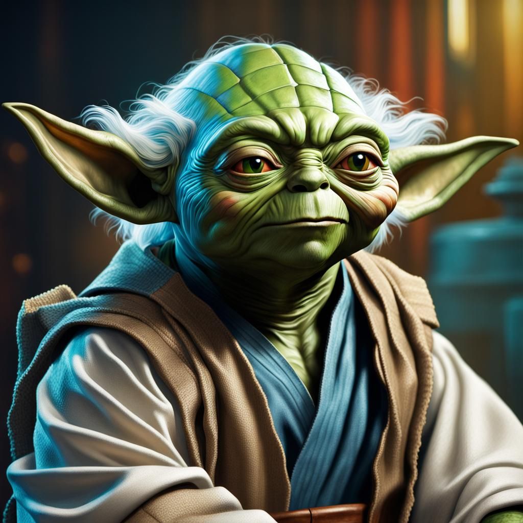 Yoda as Leonardo in Hyperrealistic Splash Art