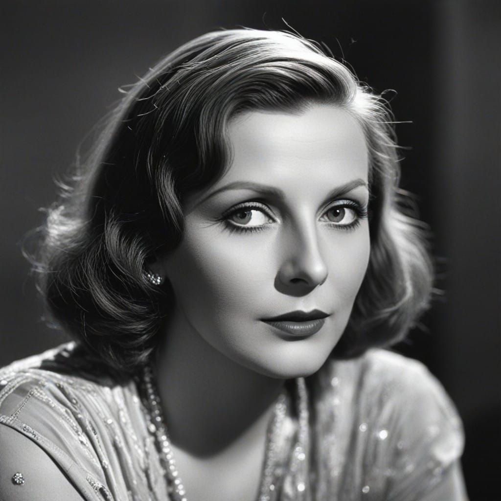 Hollywood Star Greta Garbo in Classic Black and White