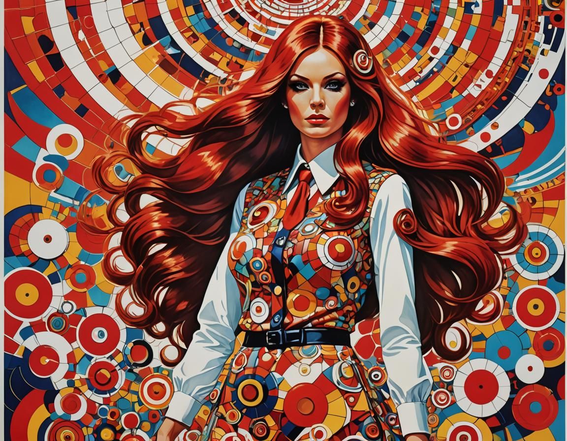 1968 air hostess poster showing a redhead woman in uniform