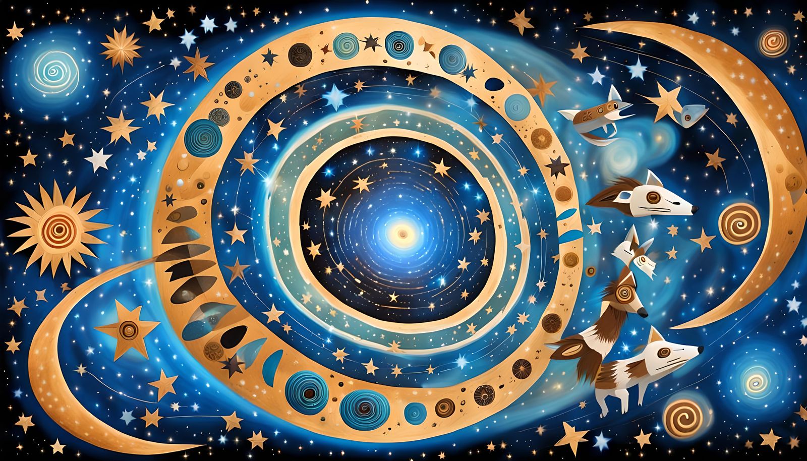 Cosmic Kachina Vortex in Celestial Blue