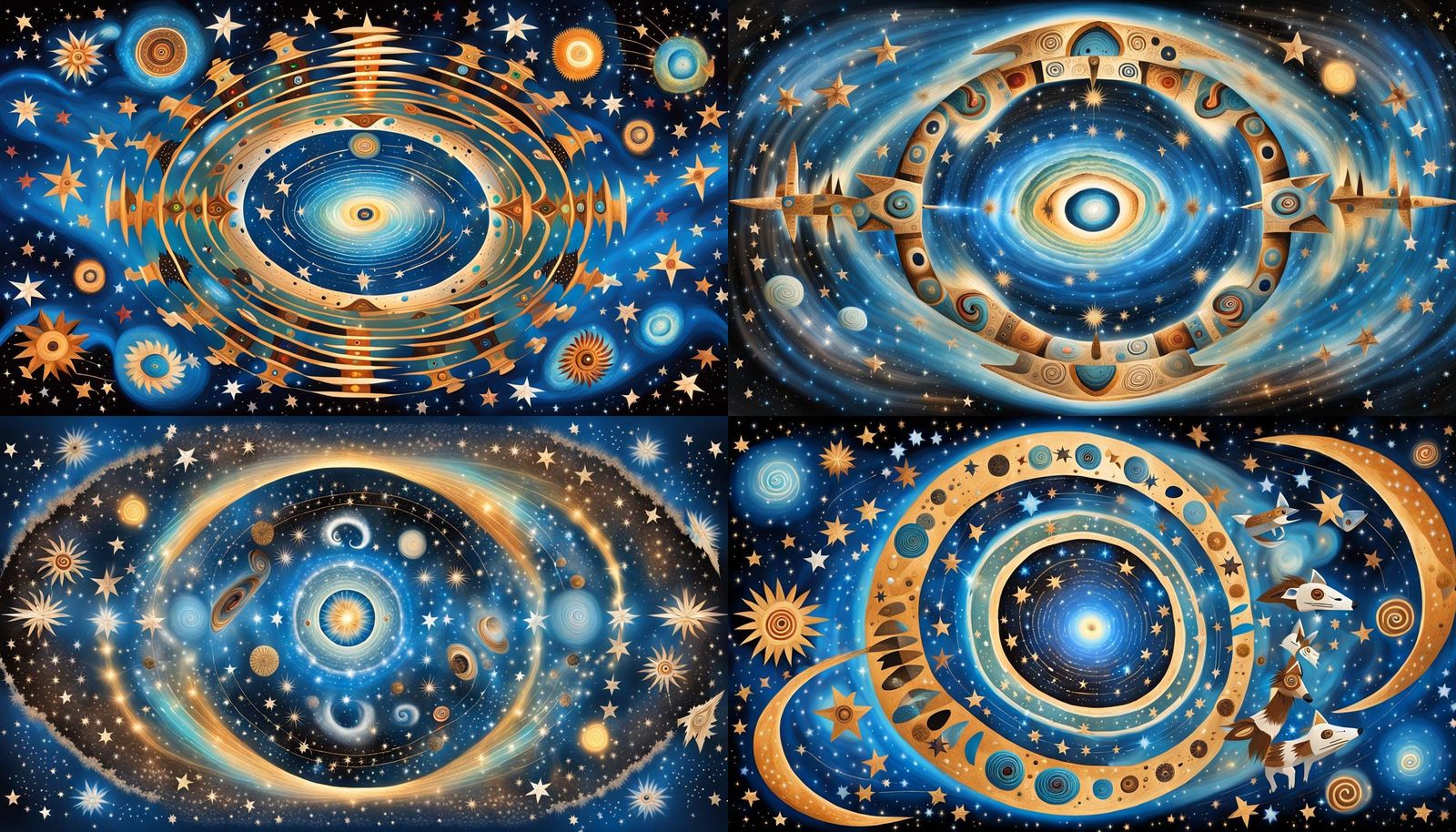 Swirling Galaxy with Hopi Kachina Faces