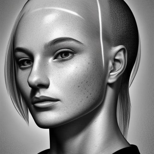 Muscular Freckled Policewoman Portrait in Hyperdetailed Styl...