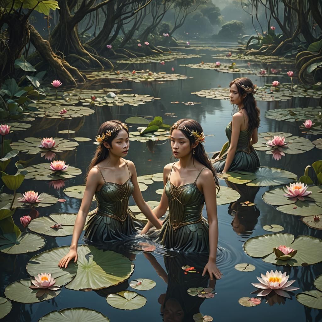 Ethereal Water Nymphs in Fantasy Setting