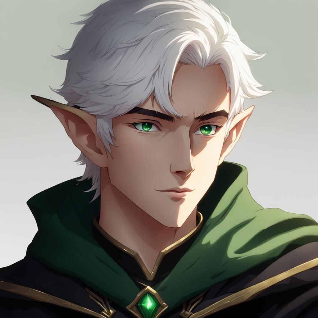 Animated Elf Teenager with Emerald Eyes