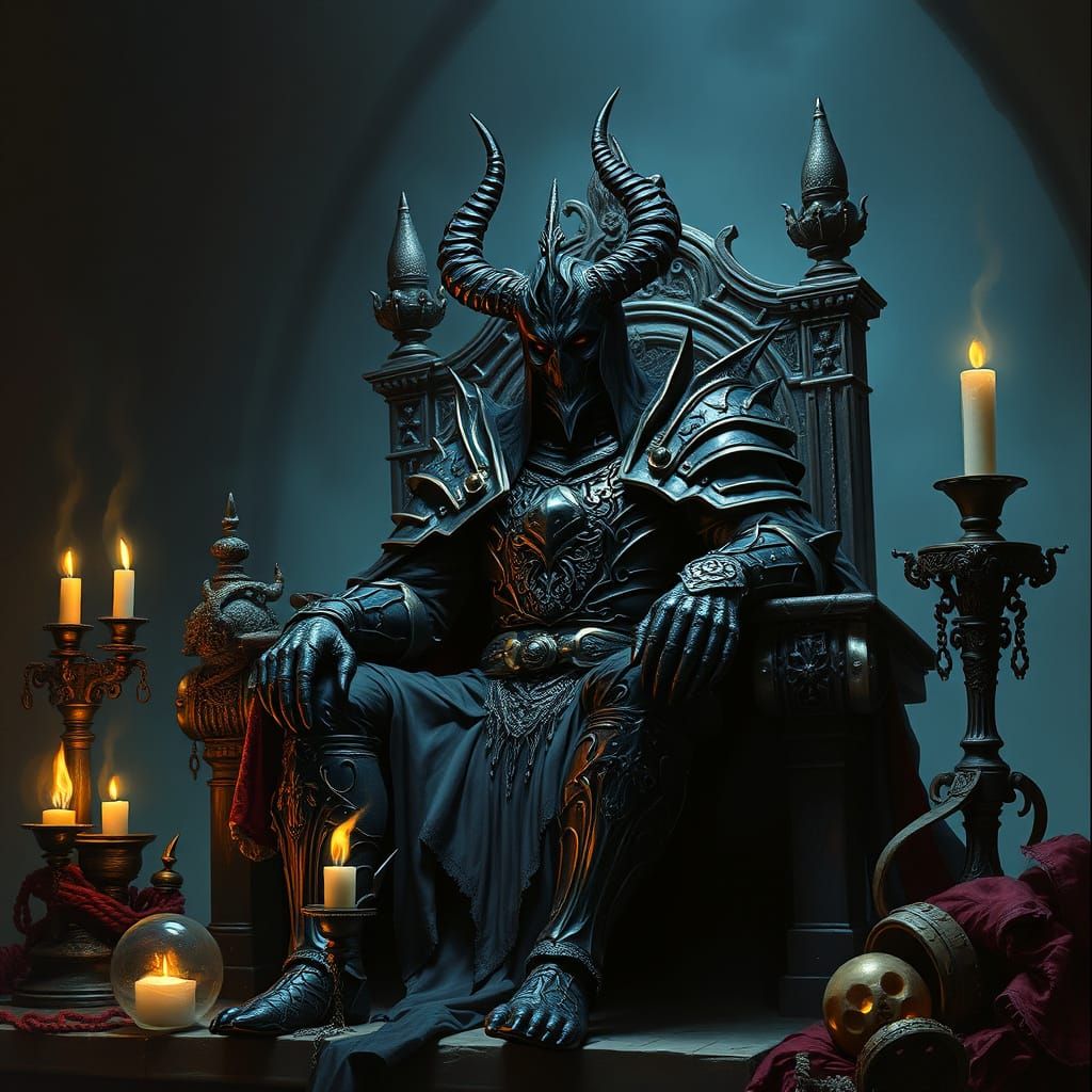 Vecna on Throne in Dark Fantasy Style