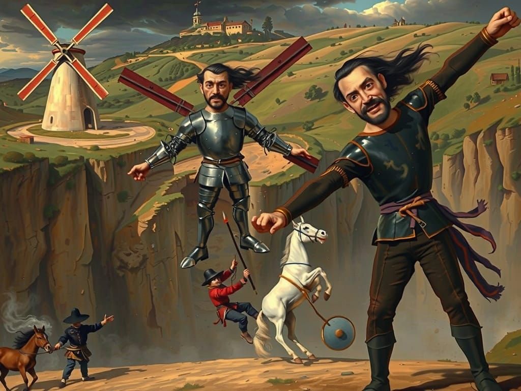 Don Quixote's Battle with Windmill Giants