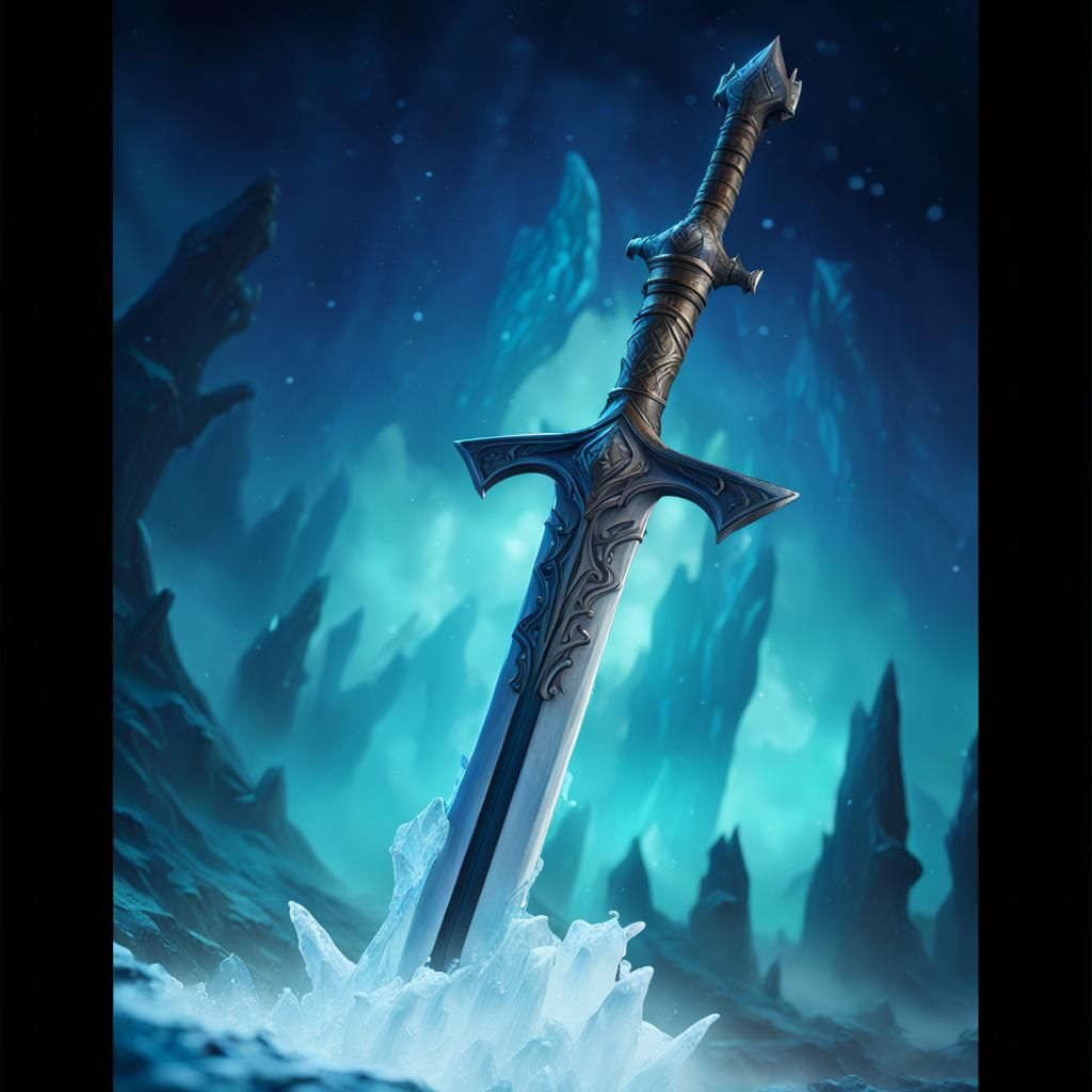 Epic Ice Sword in Detailed Fantasy Art