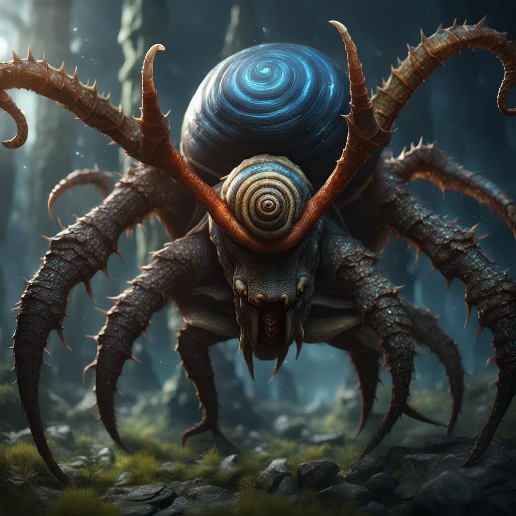 Fantastical Snail Enemy in Detailed Matte Painting