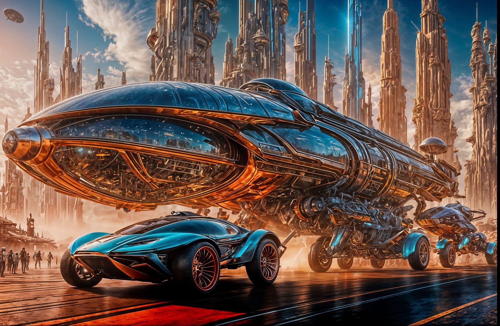 Futuristic Martian Cities With High-Tech Aerial Vehicles