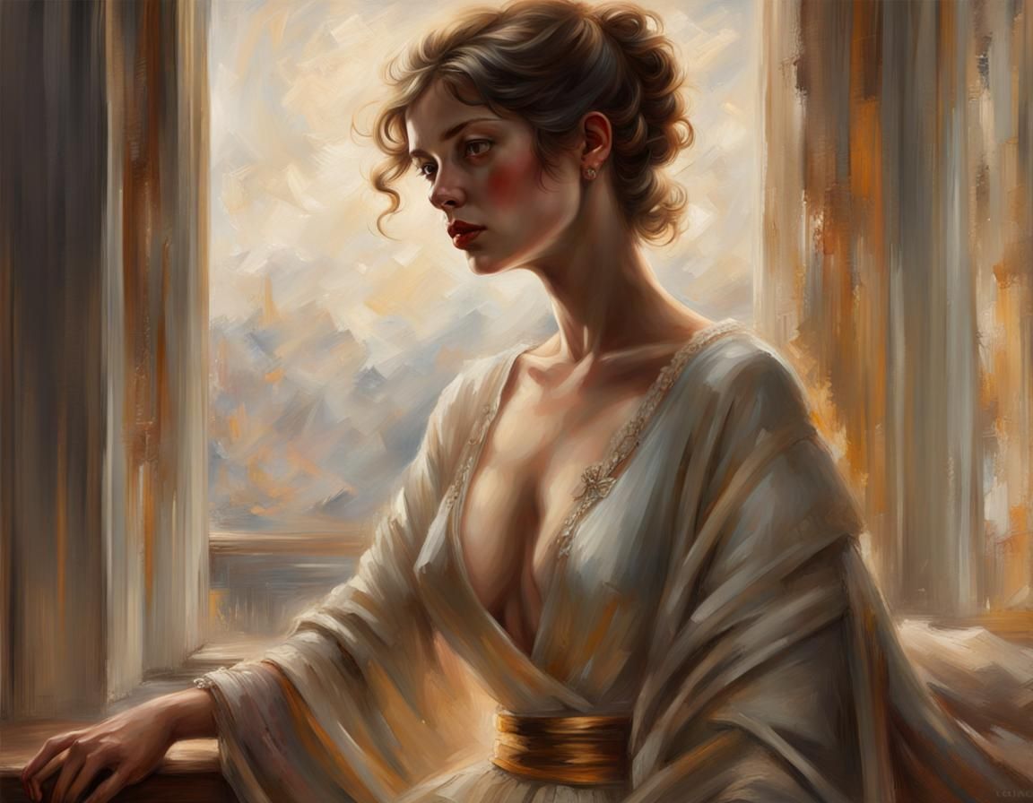 Dramatic Impasto Oil Painting with Textured Brushstrokes