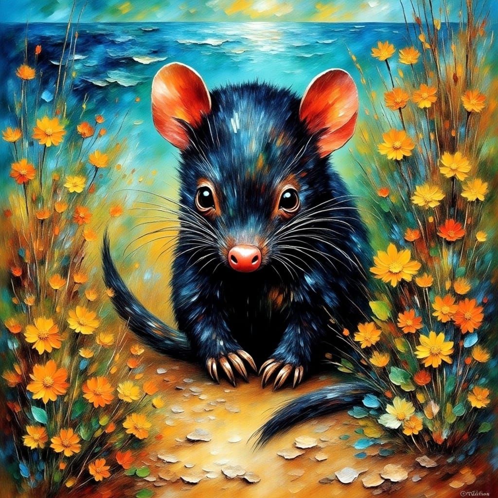 Tasmanian Devil Portrait in Acrylic Painting Style