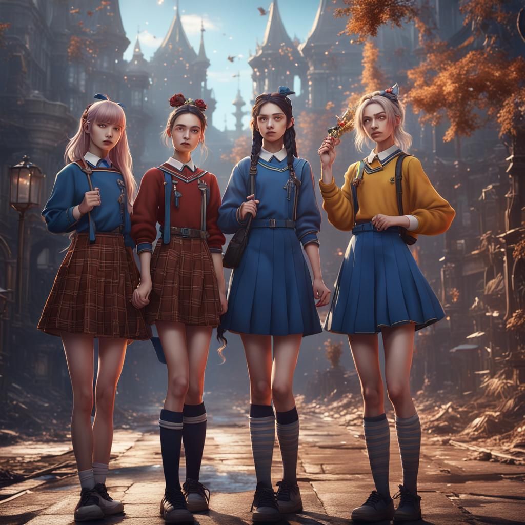 Popular High School Girls in Detailed Matte Painting