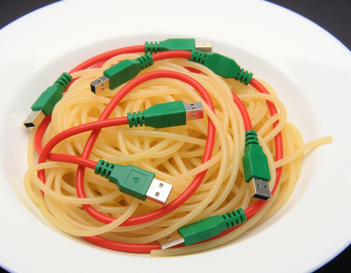 Electronic Cables Form Spaghetti Dish