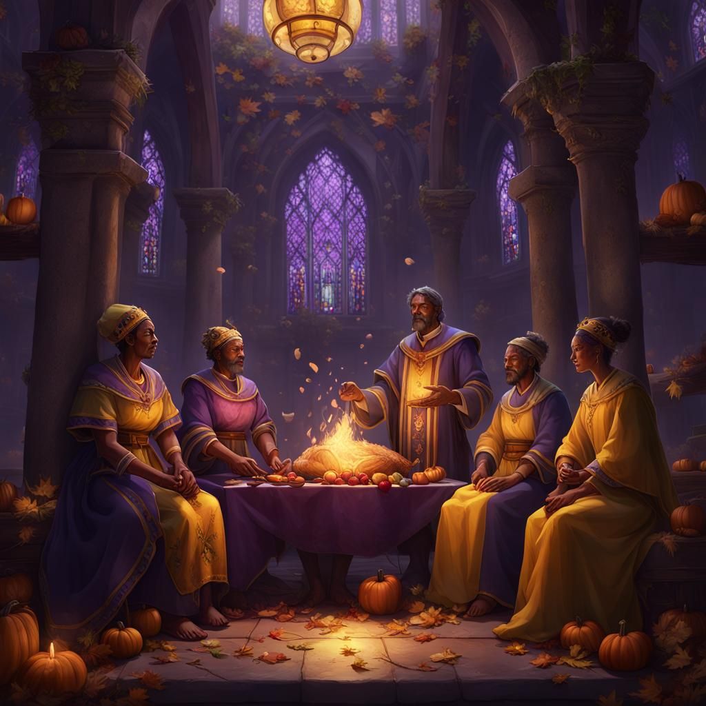 Thanksgiving Ceremony: Dark Fantasy Art in 8K