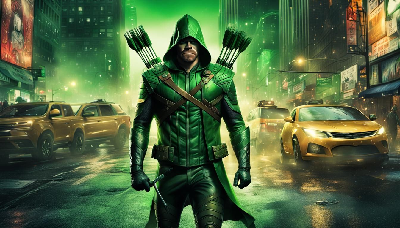 Green Arrow in New York City Splash Art