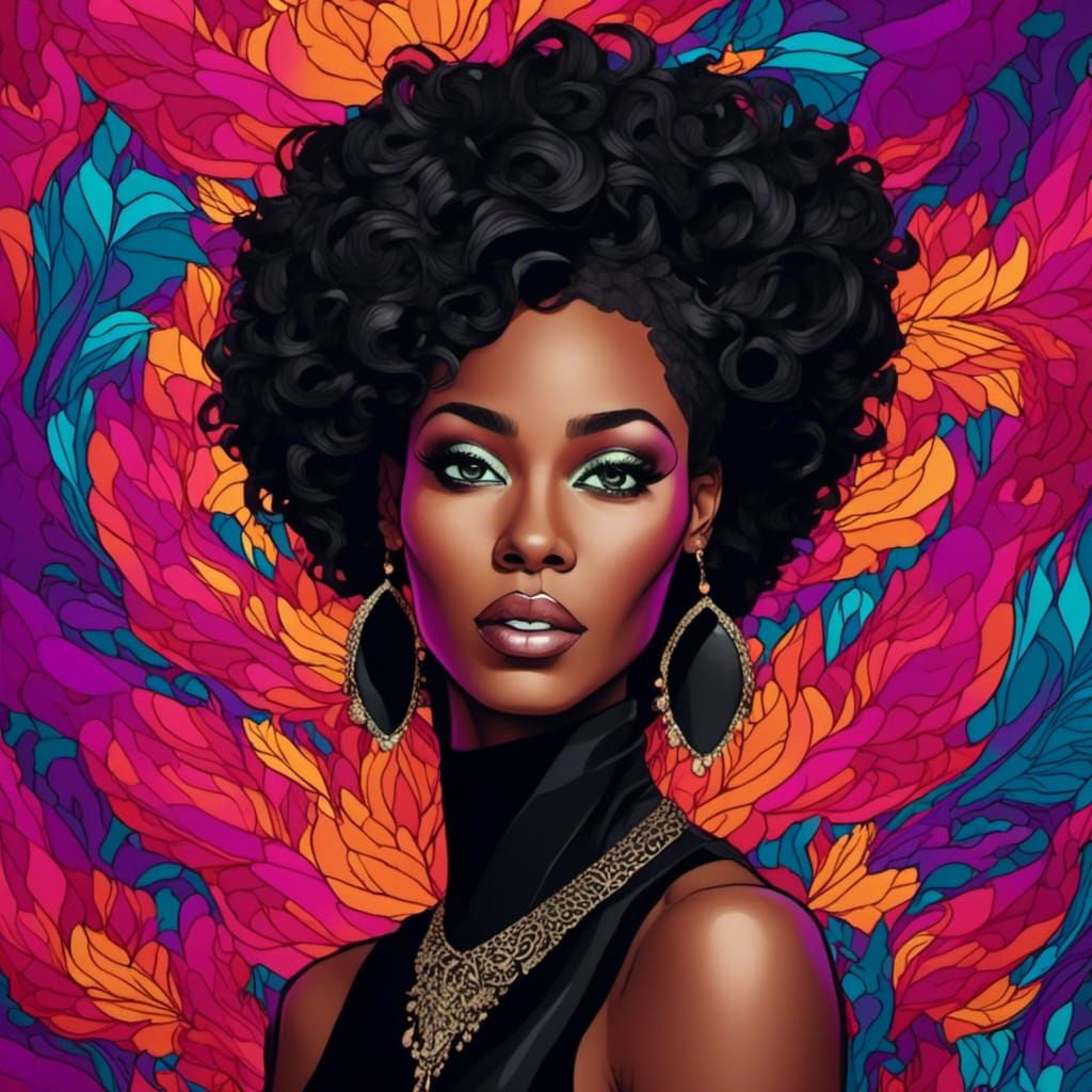 Beautiful Black Woman Portrait with Color Pop Background