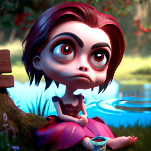 Vampire Doll in 3D Digital Art Style