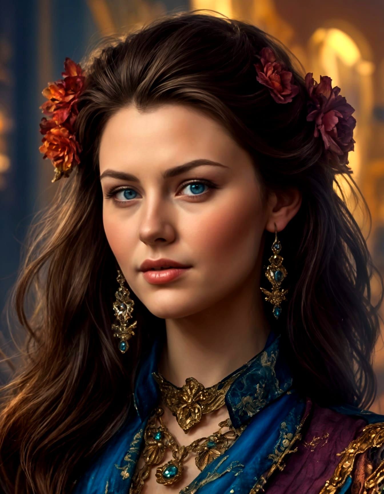 Beautiful Woman Portrait, Detailed Digital Art