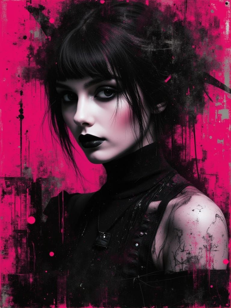 Surreal Gothcore Portrait with Moody Colorful Palette