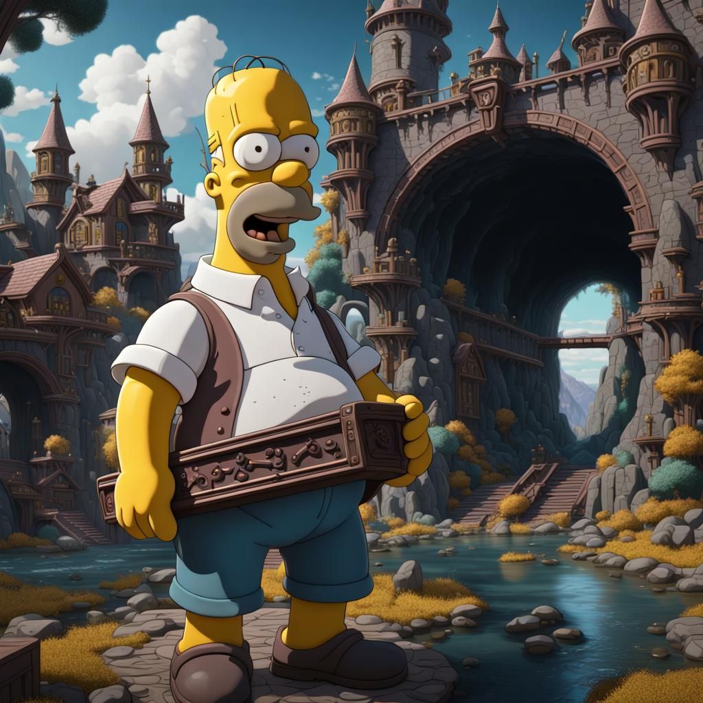 Homer Simpson in Detailed Fantasy Concept Art