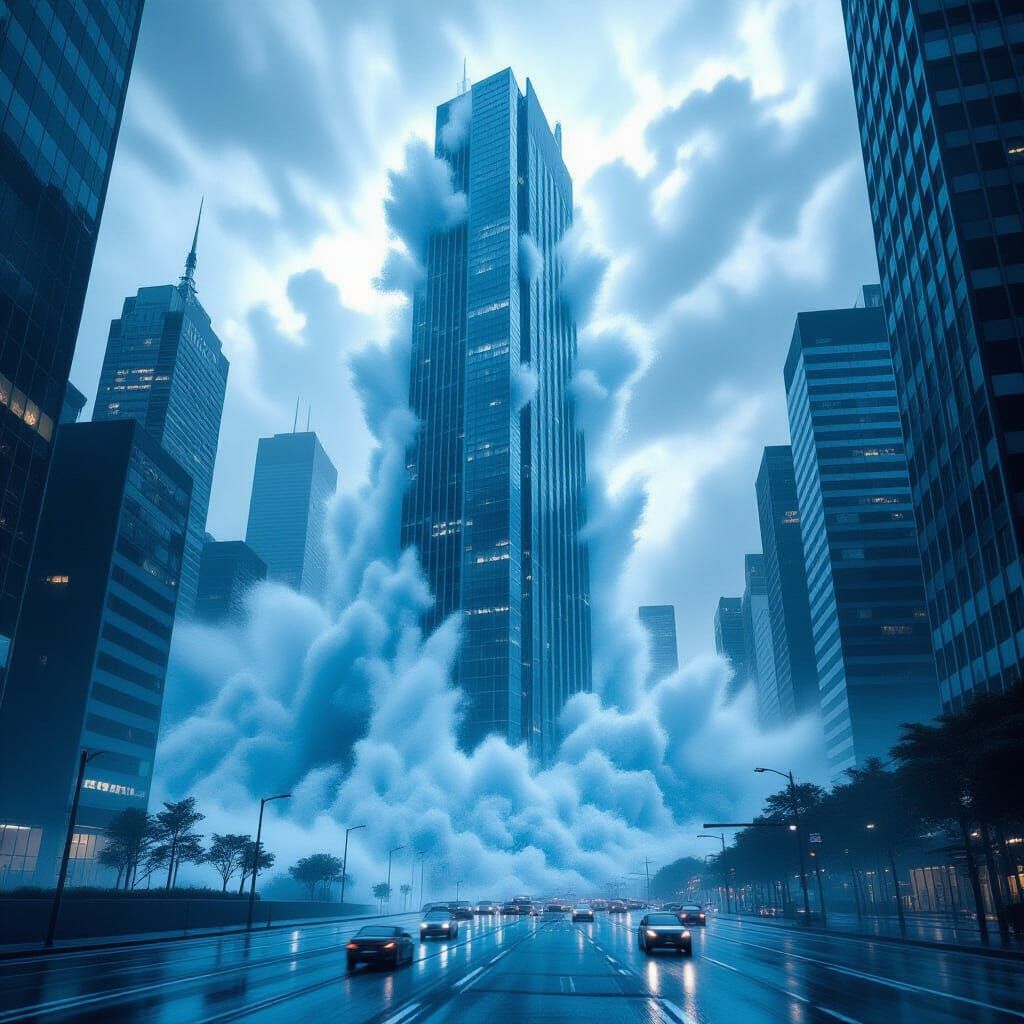 Colossal Tsunami Engulfs City of Skyscrapers