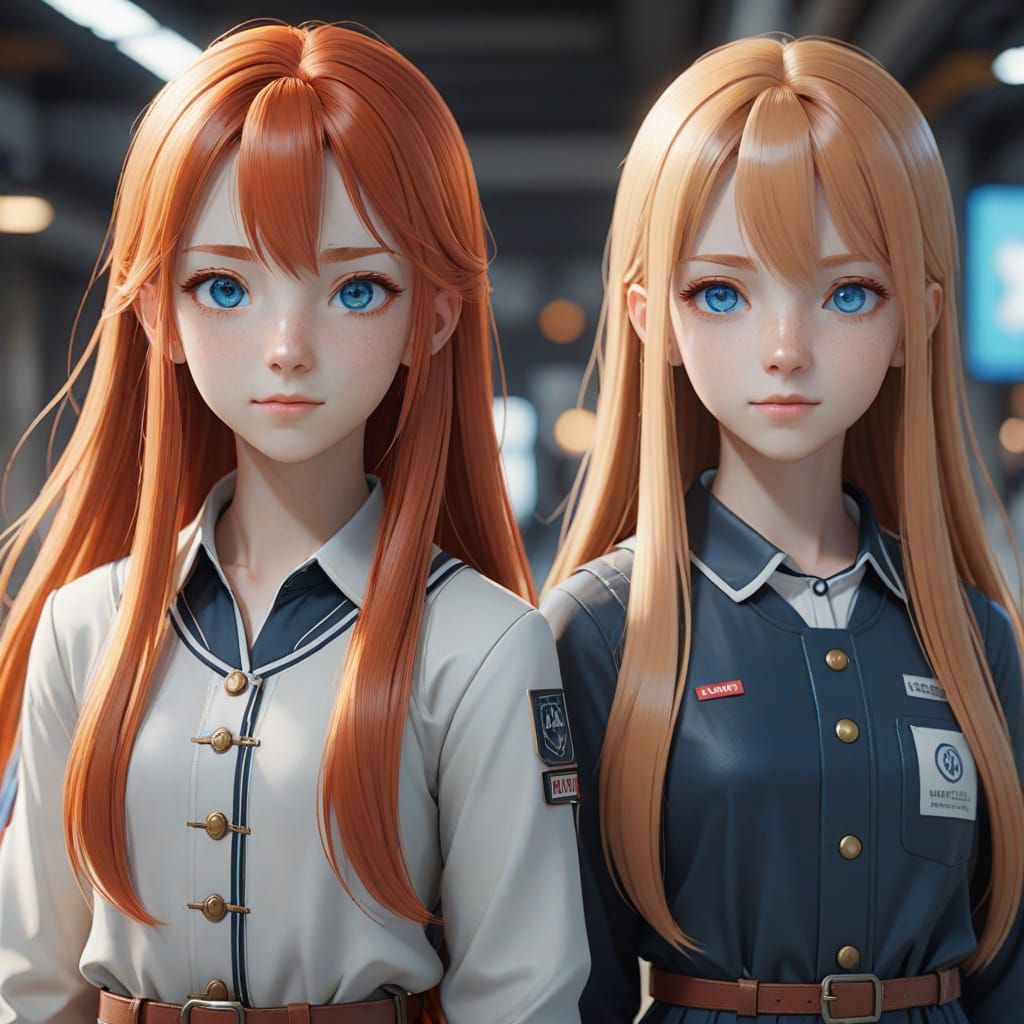 Anime-Style Art of Two Young Girls