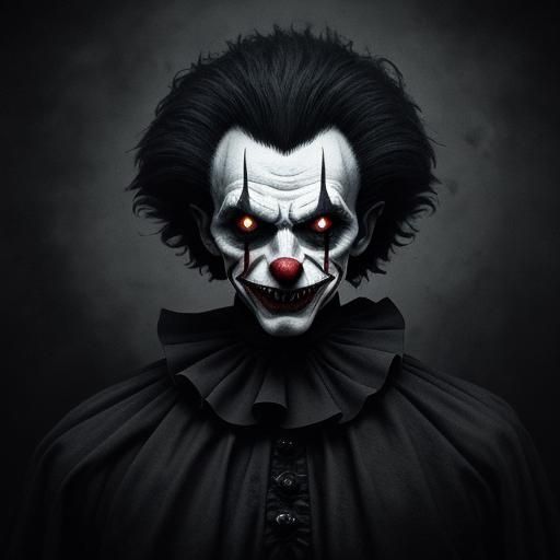 Sinister Jester Portrait in Dark Carnival at Dusk