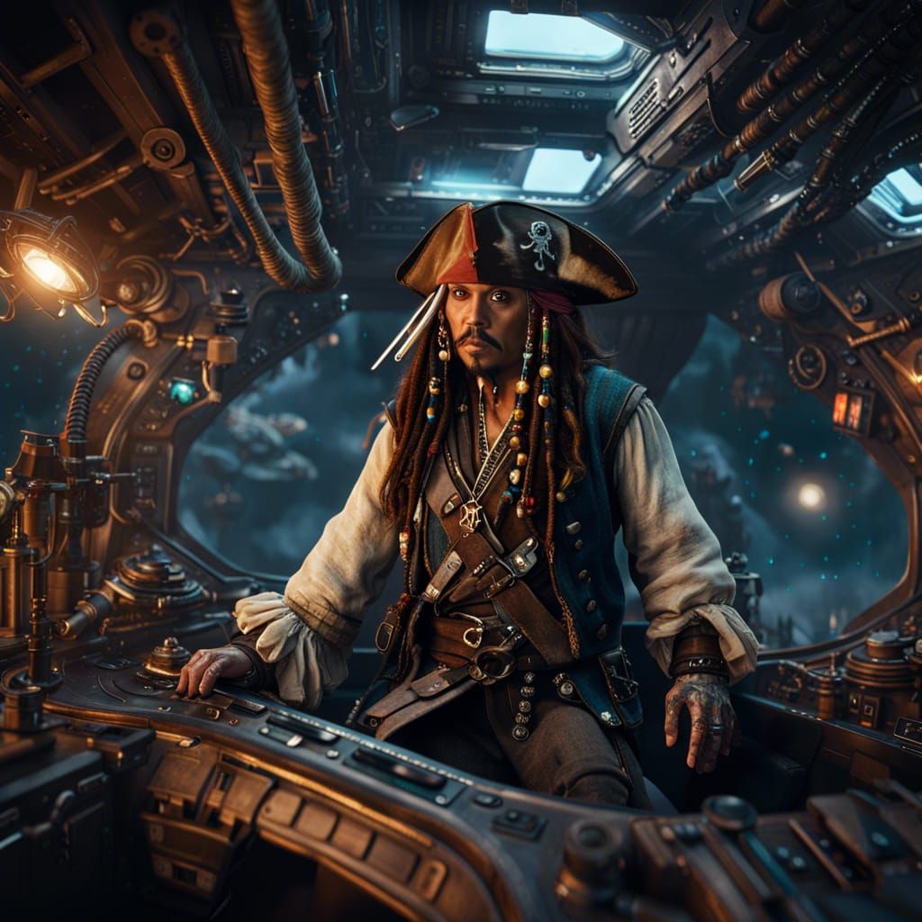 Jack Sparrow on Spaceship: Detailed Matte Painting