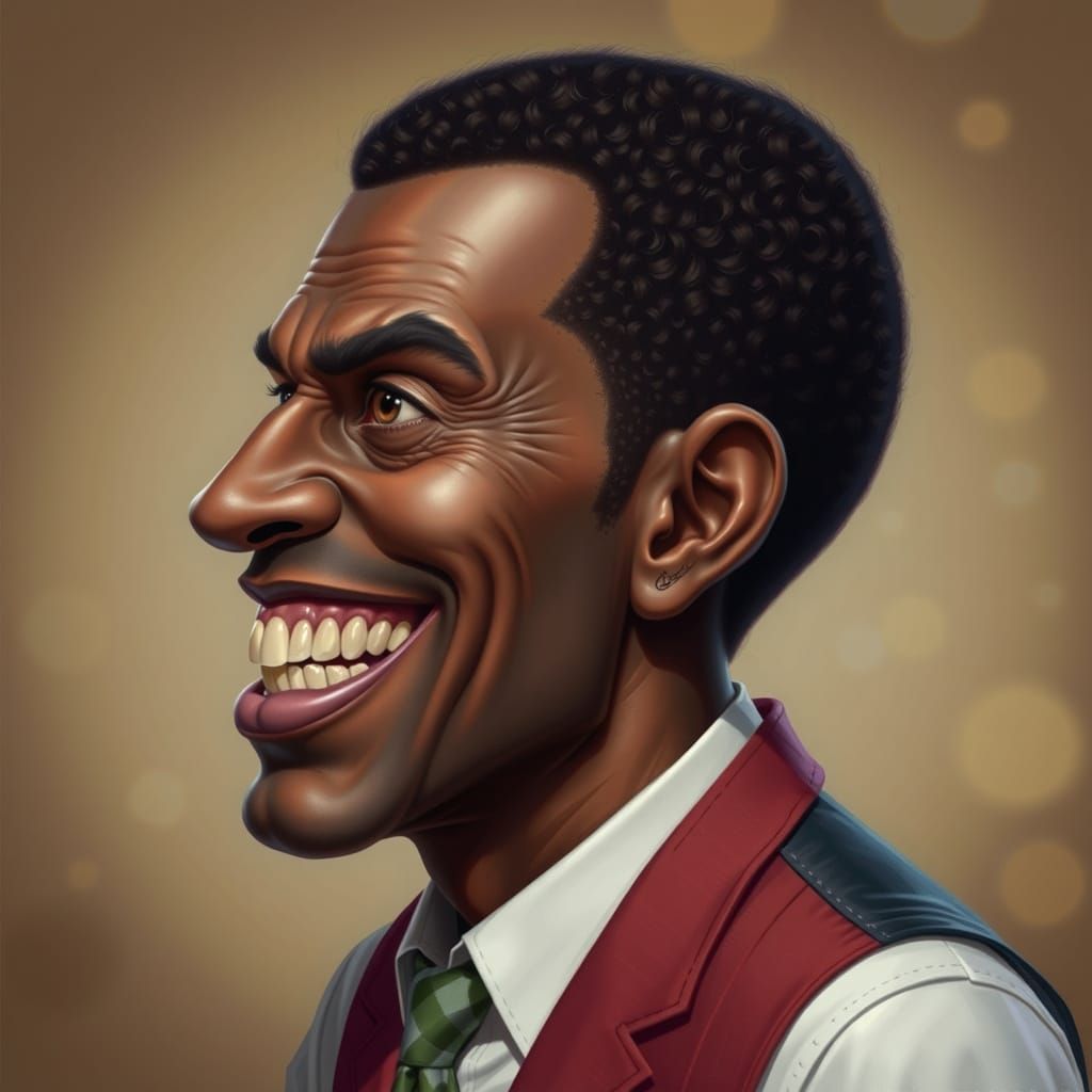 Caricature of African American Man Smiling