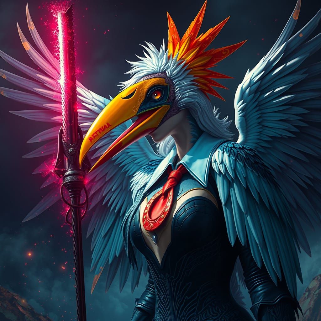 Secretary Bird Girl in Erotic Fantasy Art