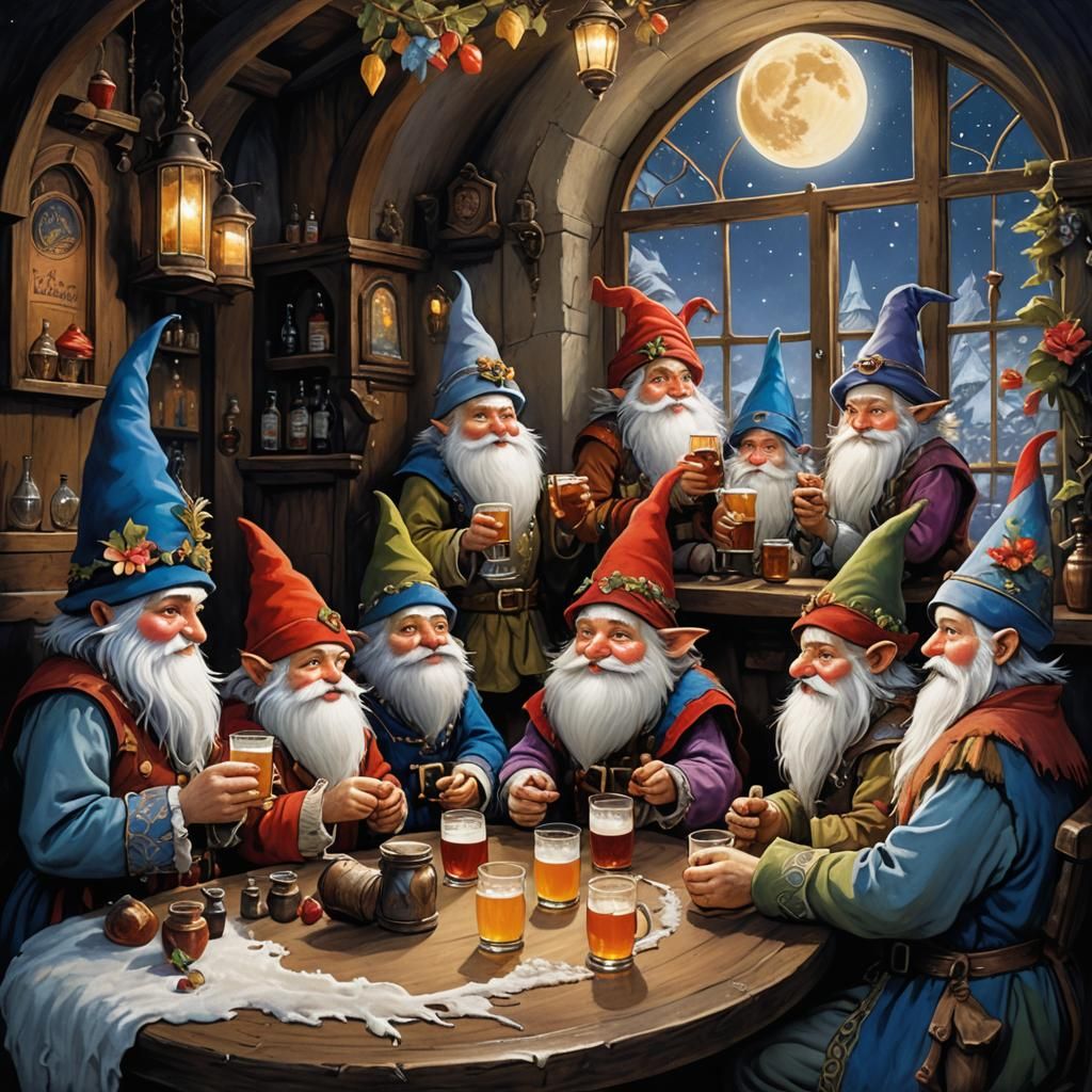 Snow White and Gnomes at Whimsical Fantasy Bar