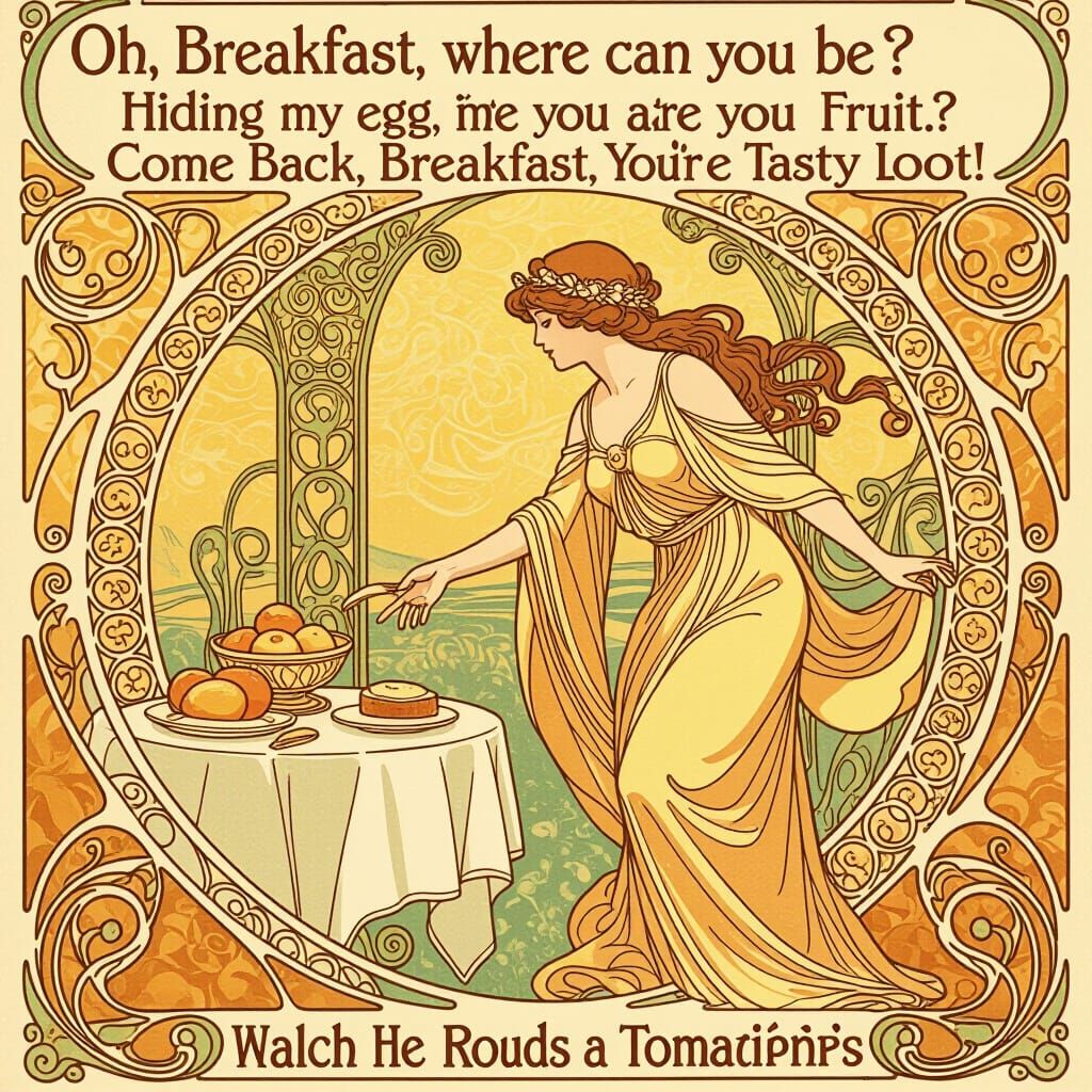 Art Nouveau Breakfast Scene Illustration