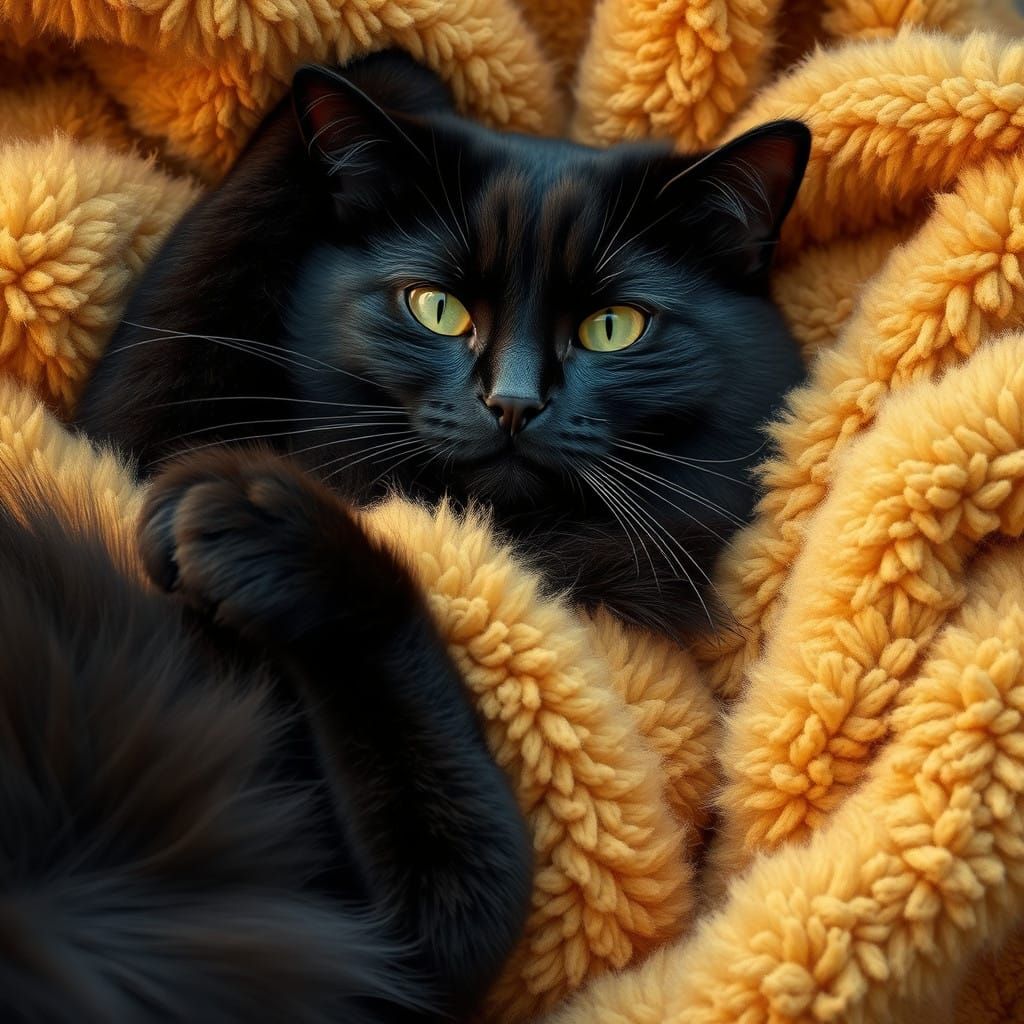 Whimsical Fantasy Feline in Cozy Surroundings