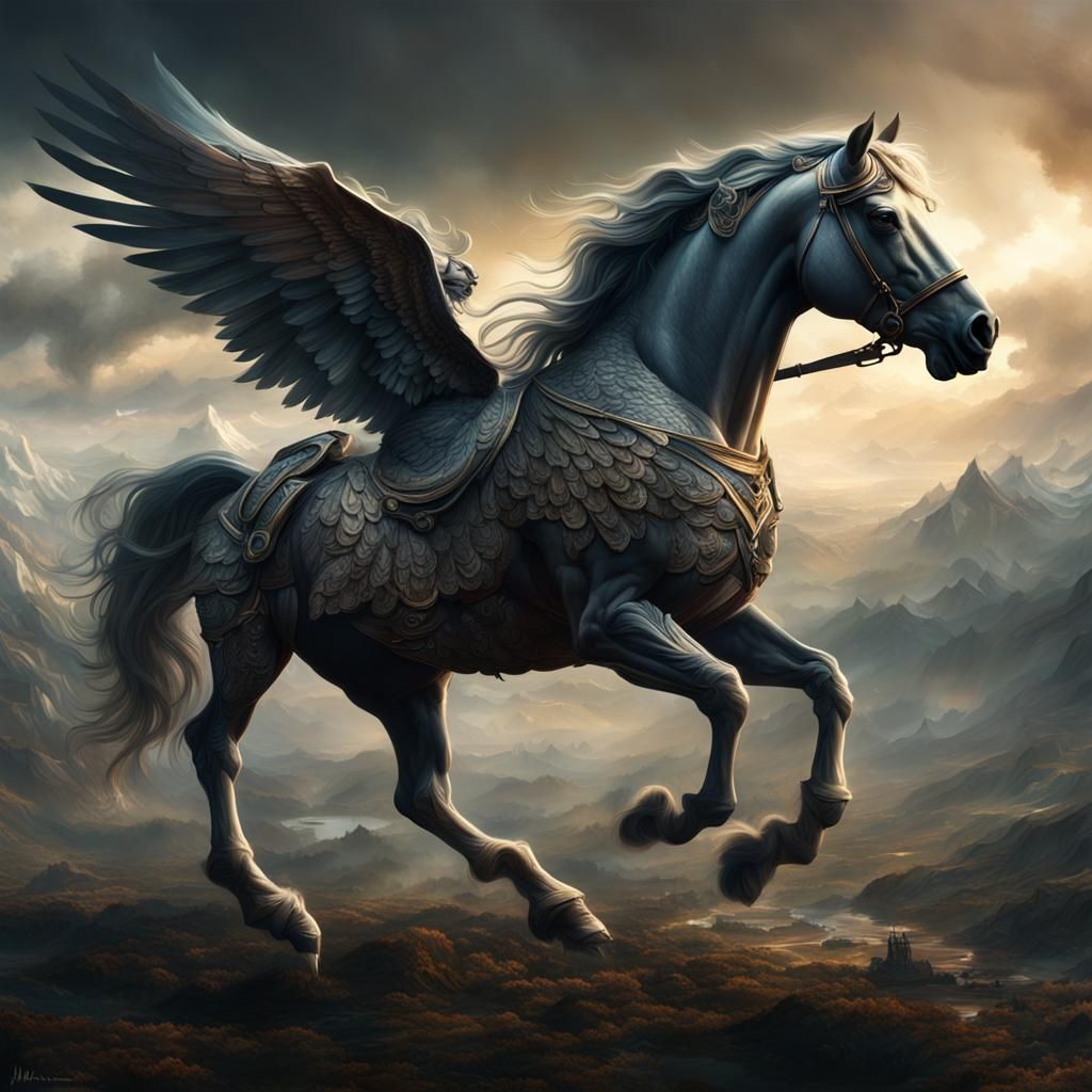 Epic Winged Horse Digital Matte Painting