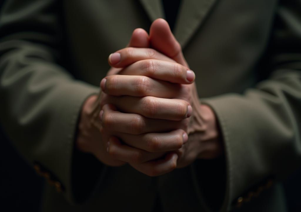 Hyperrealistic Praying Hands in Cinematic Composition