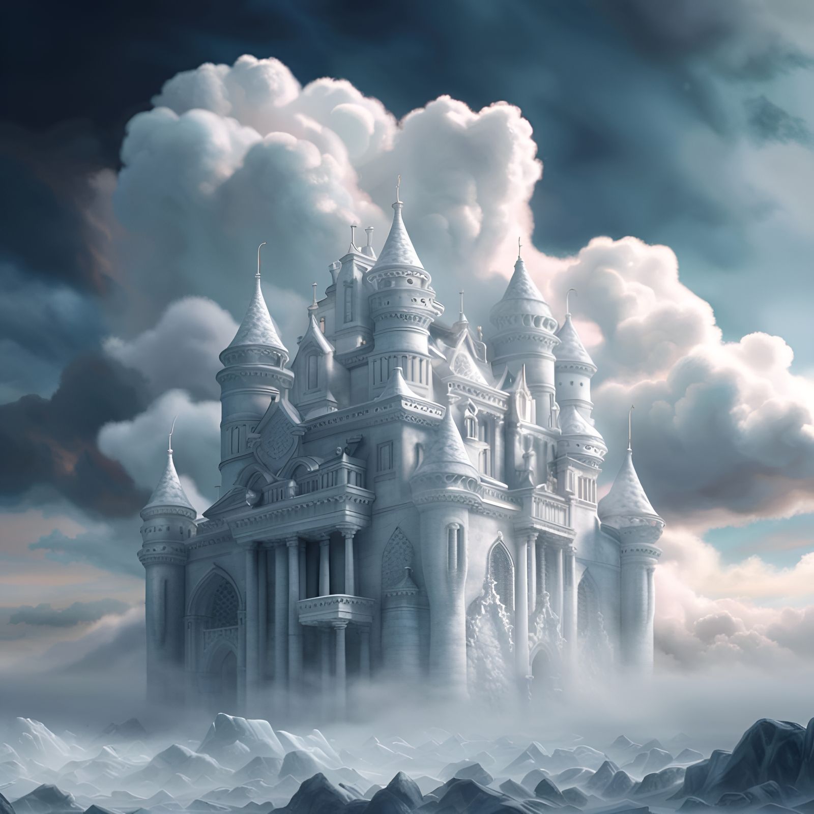 Epic White Castle in the Clouds