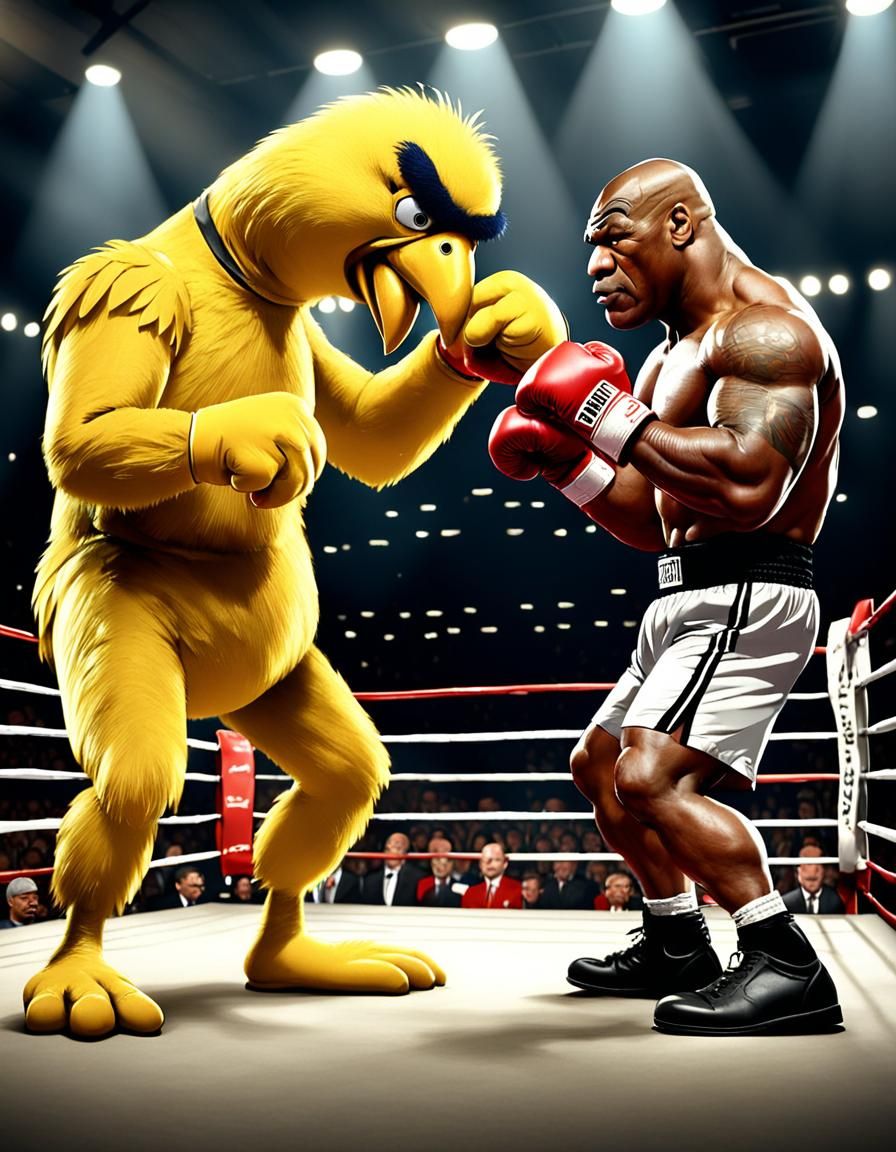Cartoon Big Bird vs Mike Tyson Boxing Match