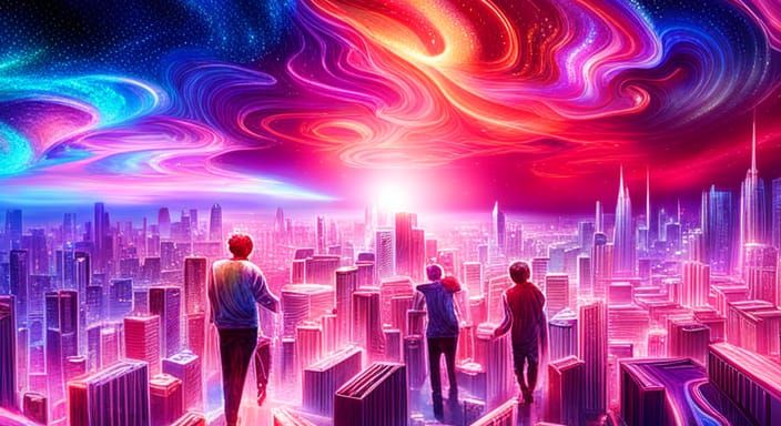 Glitter Explosion in Nightclub, Mixed Media Illustration